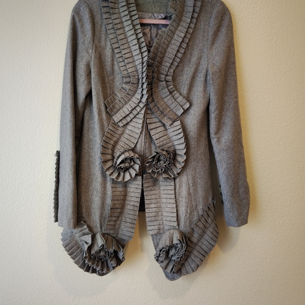 Ryu Gray Wool Ruffled Jacket